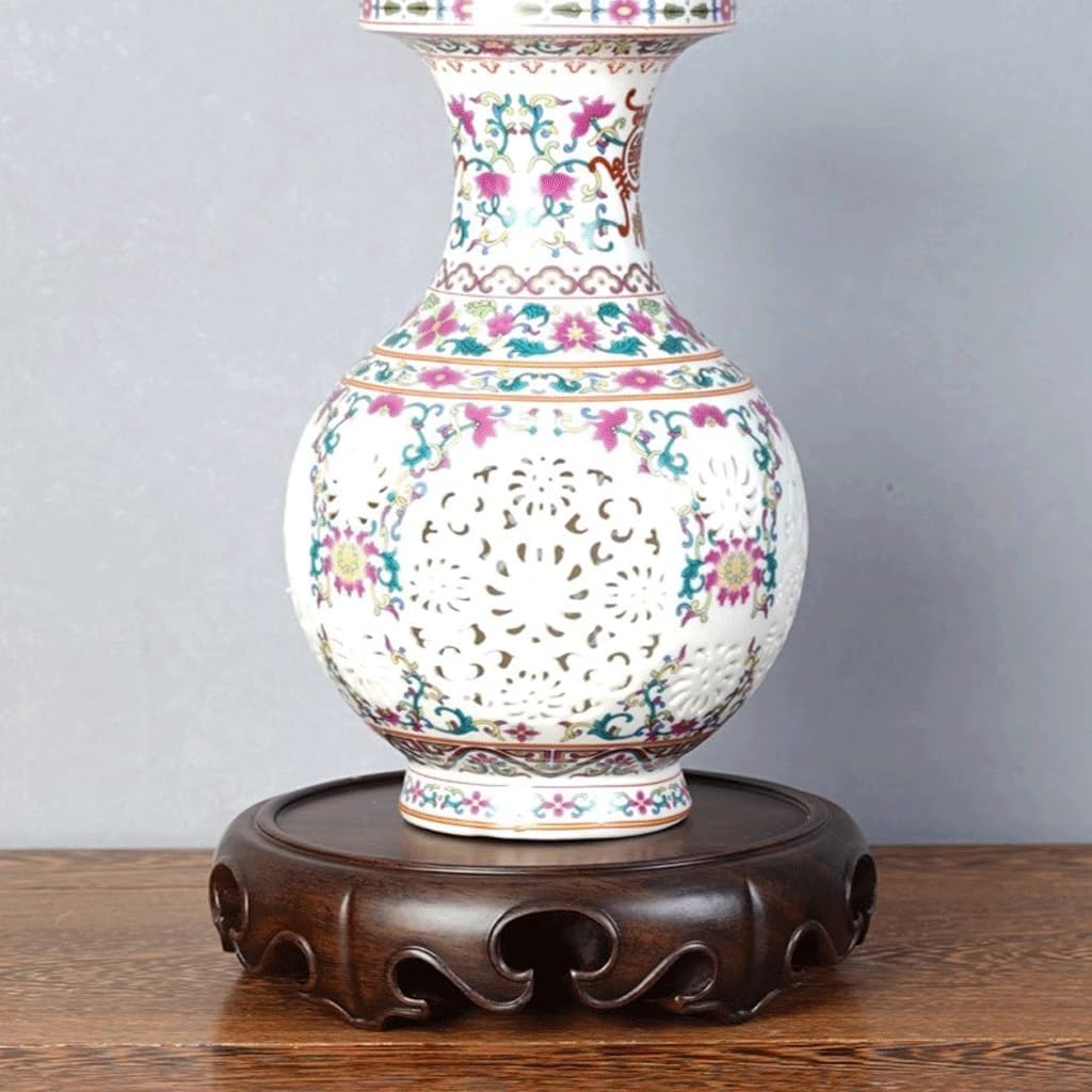 Bonsai Pedestal Vase Pedestal Stands Solid Wood Round Solid Base Vase Fish Tank Crafts Buddha Statue Ceramic Incense Burner Solid Wood Bottom Pad Planter Stand Plant Holder