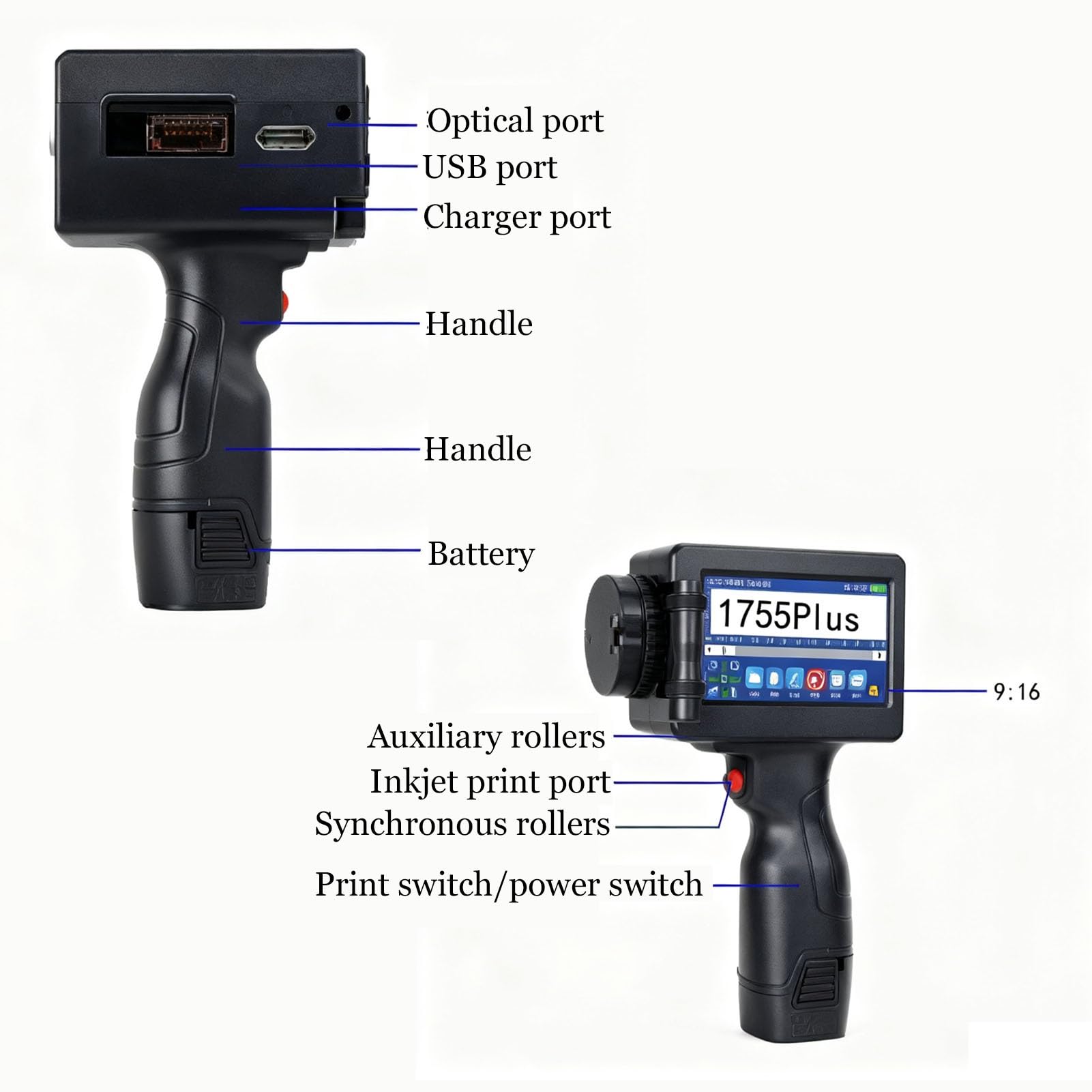 Inkjet Handheld Printer | 12.7mm Leak-Proof Print Width | Date/Time/Barcode/QR Code/Serial Number Coding | Industrial-Grade Portable Printer