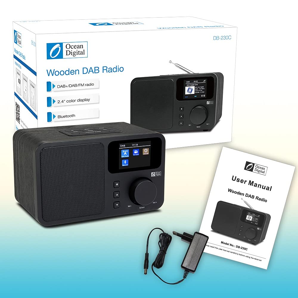 Dab/Dab + Numérique & FM Radio Portable, Double réveil, Bluetooth, AUXILIAIRE -in, écran Couleur, Batterie Portable ou Secteur alimenté, Noir