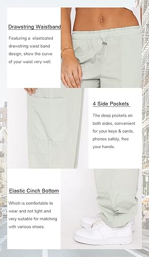 Miniatura 7 de DISCIPBUSH - Pantalones cargo holgados para mujer, pantalones parachute para mujer, pantalones rave, pantalones Y2K, atuendos de festival para mujer