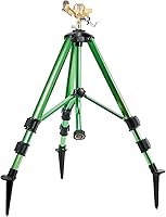 Vista 10 de Aspersor de jardín de 3 brazos, rociadores de césped giratorios de 360 grados con base de trípode ajustable, rociador de patio para cobertura