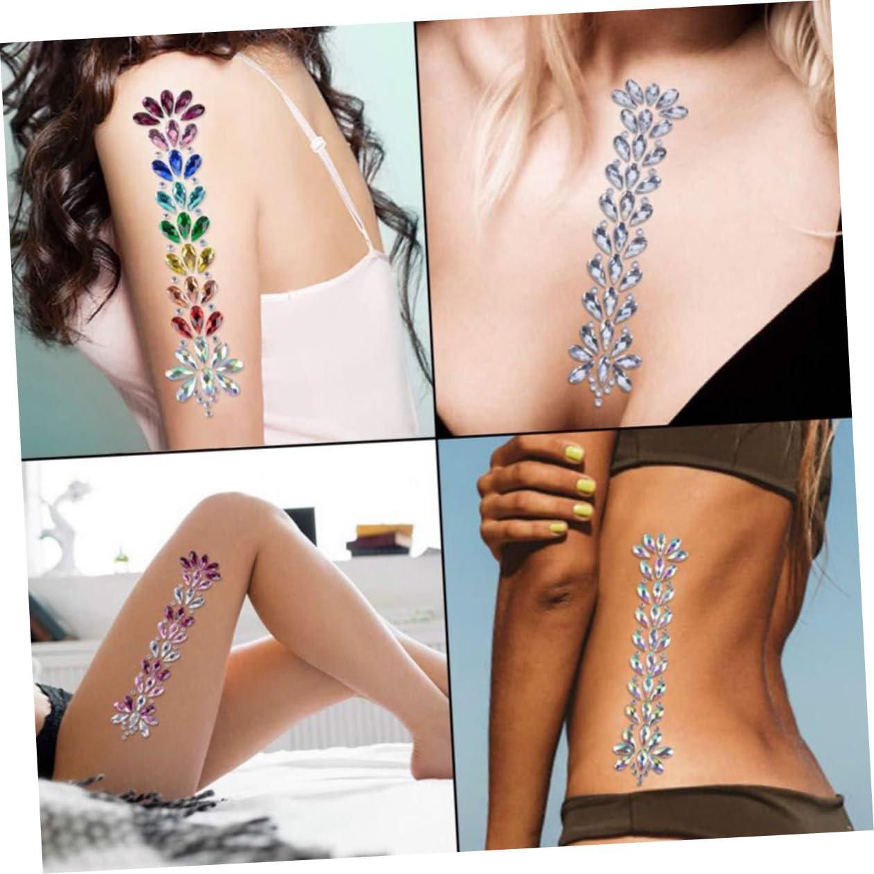 Healvian 10pezzi Adesivi Per Viso e Occhi Con Gemme Strass Glitterate Stickers Acrilico Impermeabili Per Festival e Party Decorazione Unica Per Trucco e