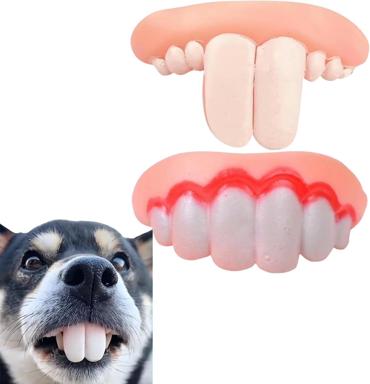 Wwyan 2Pcs Funny Dog Silicone Dentures, Dog Toys,Funny Teeth Braces, Dog Christmas Costume Suitable Dog Chew Toys Pet Supplies