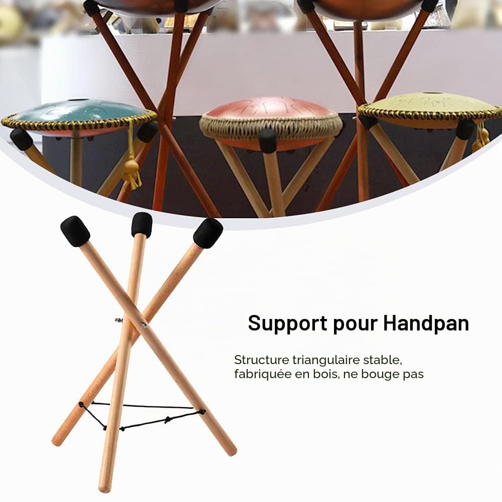 Handpan Support de tambour en bois massif réglable triangulaire extensible