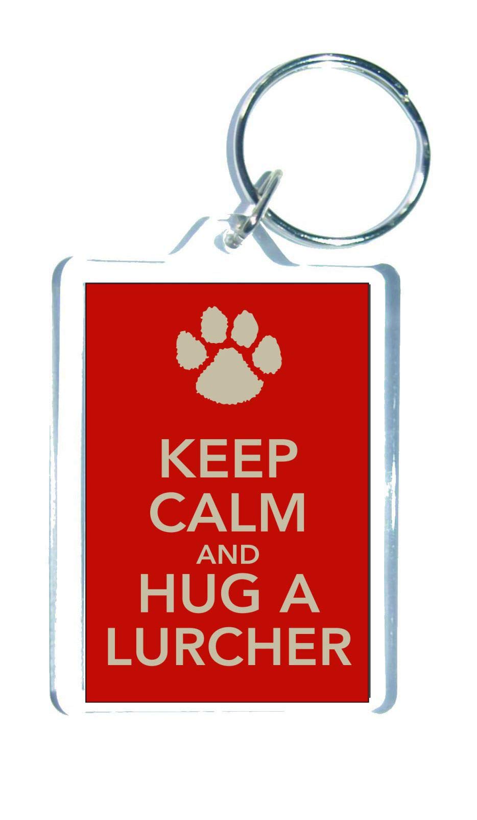 Decalarama Lurcher Keyring Gift - Keep Calm And Hug A Lurcher – Cute Fun Retro Style Key Ring Present