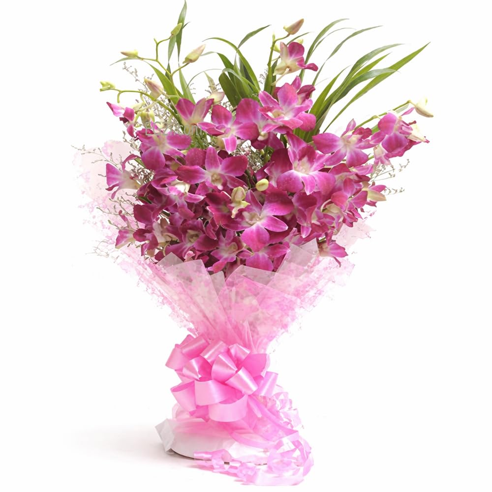 Fresh 6 Purple Orchid Rose Flowers Bouquet With Gift Wrapping| Perfect Bunch Gift for Birthday Gift| Couple Gift Wedding, Women's Day Gift, Valentine Gifts| Real Bunch Men Women|Same Day Delivery