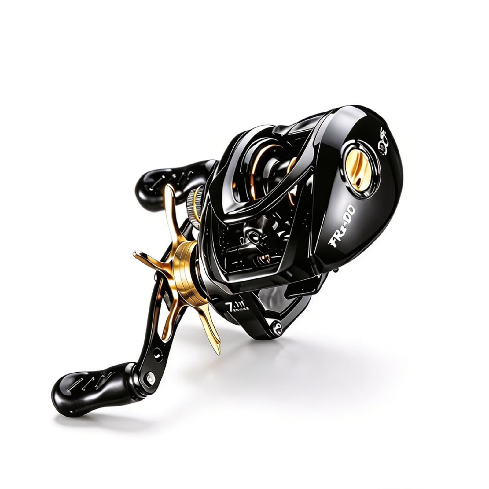 Mulinello da Pesca Baitcaster Mulinello Casting Bobina con Frizione Ingranaggi in Ottone Rapporto 7.1 1 Cuscinetti 4+1, Nero, Oro, Mano Sinistra, Freno DC Intelligente Con Cicalino