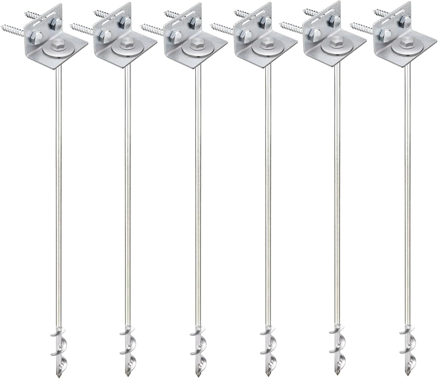 Ground Anchors Screw In - 24" Set of 4,6,8 with Brackets and Drill Bit - Earth Anchors - Mobile Home Anchors - Storage Shed Anchor Kit - Swing Set Anchors for Metal Swing Set - Playset Anchors - Ties 6 X 24"