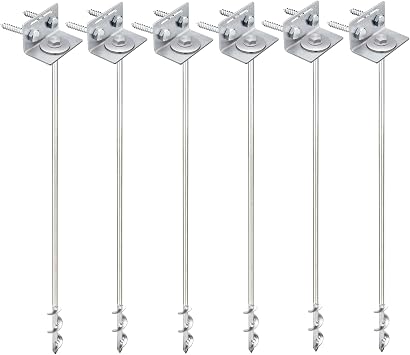 Ground Anchors Screw In - 24" Set of 4,6,8 with Brackets and Drill Bit - Earth Anchors - Mobile Home Anchors - Storage Shed Anchor Kit - Swing Set Anchors for Metal Swing Set - Playset Anchors - Ties