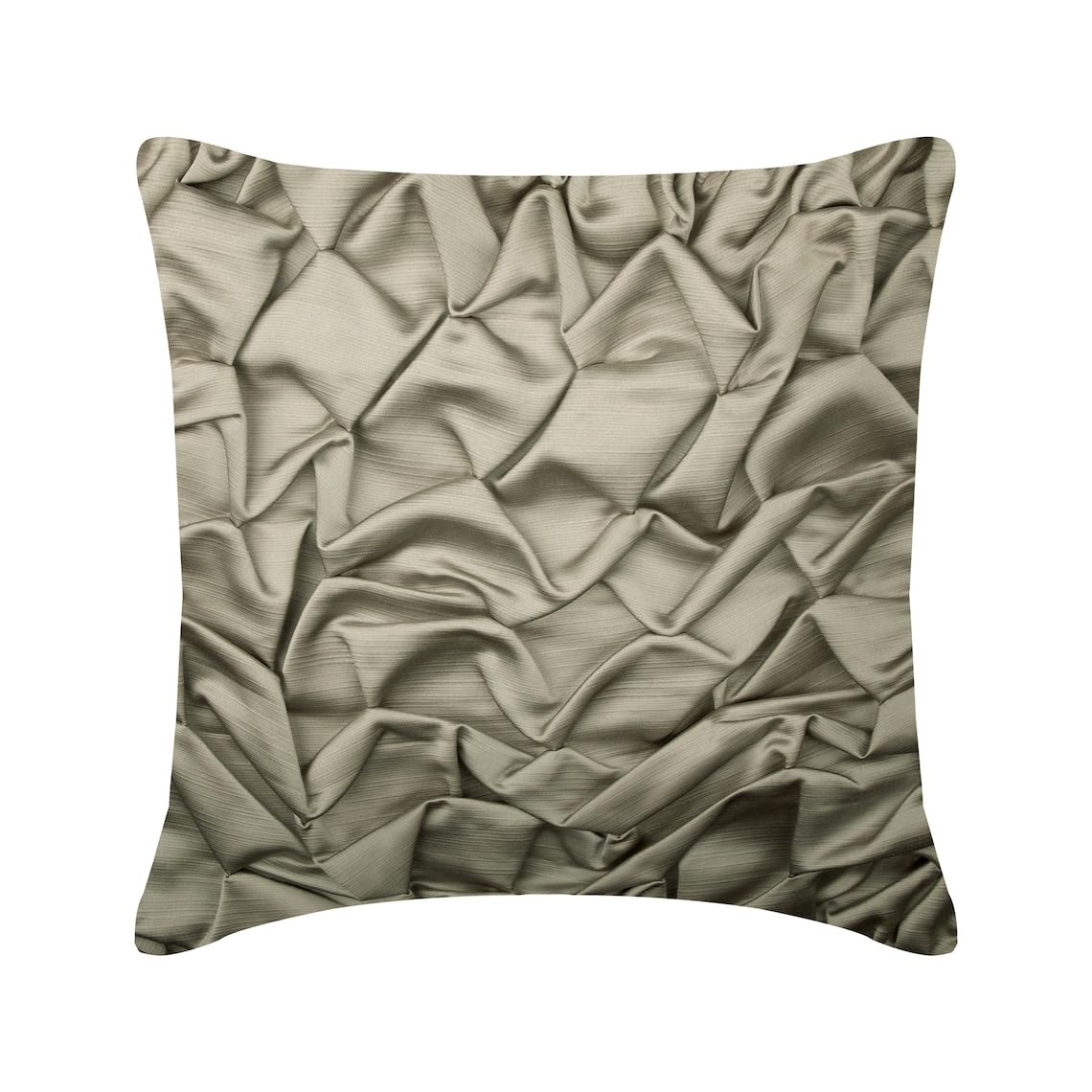 The HomeCentric Decorativo Gris Plateado Cojin, 55 x 55 cm Satín Amortiguar, Funda de Cojín con Texturizado, Pintucks y Nudos, Color sólido Amortiguar, Moderno Cojin - Silver Wave