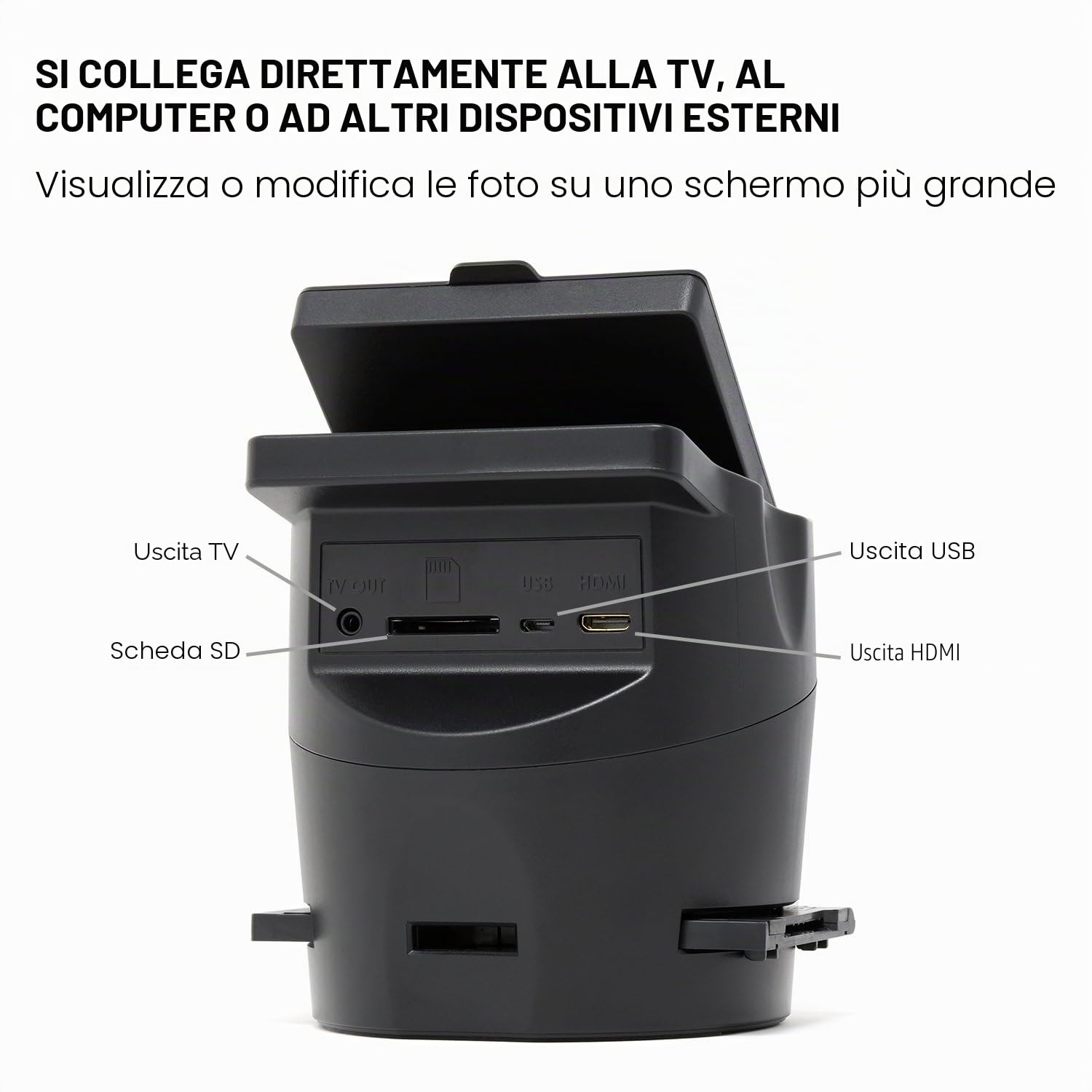 Scanner digitale KODAK SCANZA per pellicole e diapositive - Converte pellicole e negativi da 35mm, 126, 110, Super 8 & 8mm in immagini JPEG - schermo LCD da 3.5" inclinabile