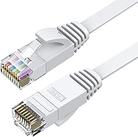 Vista 2 de BUSOHE Cable Ethernet Cat6 de 25 pies, paquete de 2, blanco, Cat-6 plano RJ45 para computadora, Internet LAN, red Ethernet, cable de conexión, cable