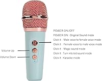 Vista 8 de Altavoz Bluetooth portátil con juego de micrófono, altavoz Bluetooth retro con máquina de karaoke en casa, micrófono de karaoke portátil de mano