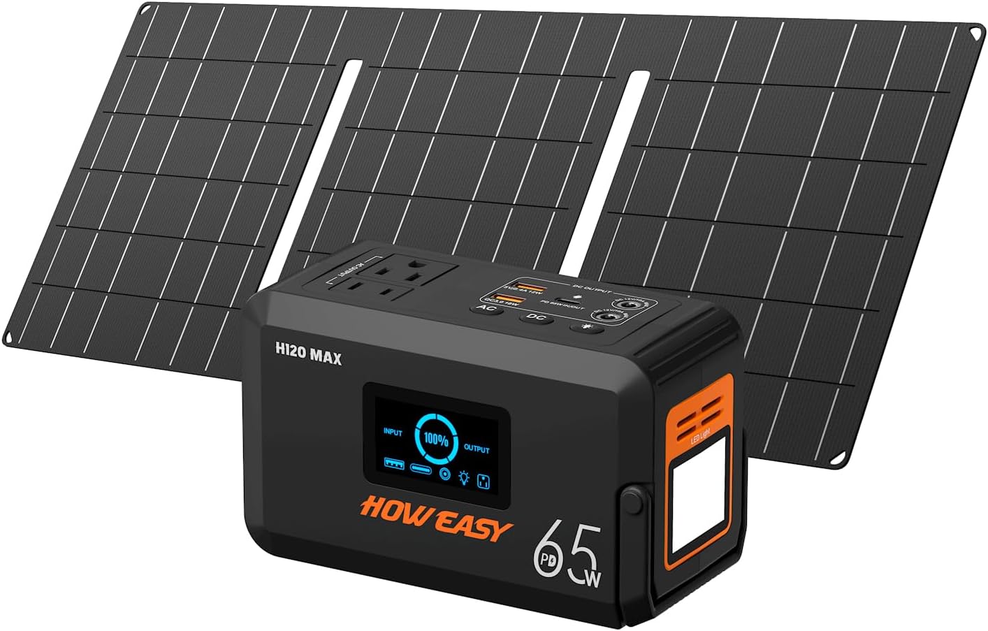 HOWEASY Photo voltaic Generator 135W(270W Peak), Transportable Energy Station with 30W Photo voltaic Panel,Energy Financial institution with 110V AC Outlet for Tenting, House, Out of doors Emergency