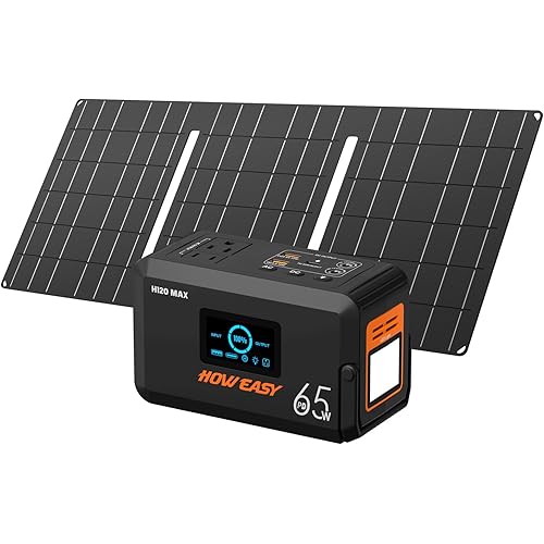HOWEASY Solar Generator 135W(270W Peak), Portable Power Station with 30W Solar Panel,Power Bank with 110V AC Outlet for Camping, Home, Outdoor Emergency