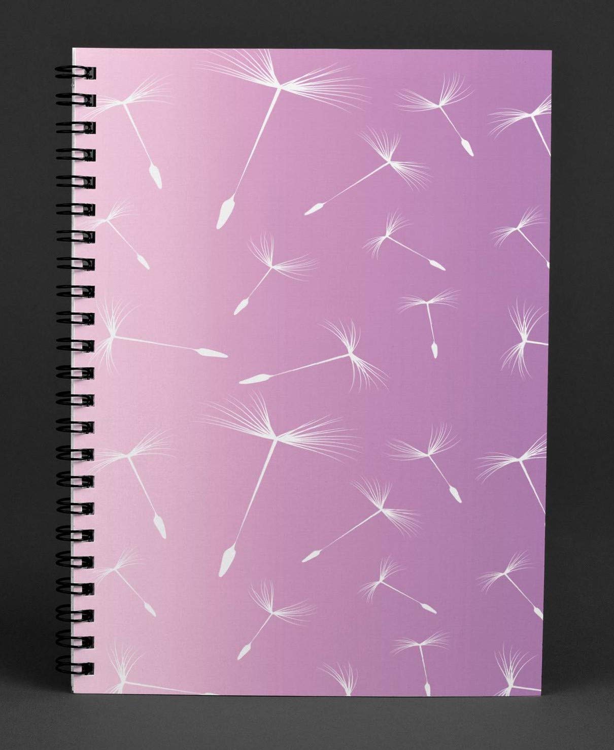 The Mood Twisters A5 120 GSM 112 Pages UnRuled Plain Pages Wirebound Spiral Notebook Journal Diary Sketchbook Art Book Drawing File for Calligraphy Personal Use Gifting(Pink Dandelion, Unruled Plain)