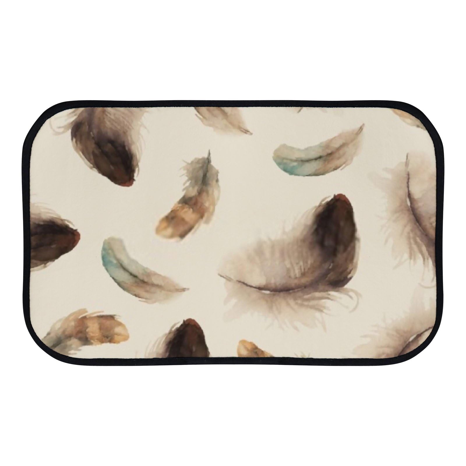 Nuansexi Bathroom Rugs Watercolor Feathers Boho Style Elements Floor Mats Non Slip Bathmat Doormat Tub Mat Coral Velvet Absorbent Entrance Carpet Mats Machine Washable Bedroom Decor