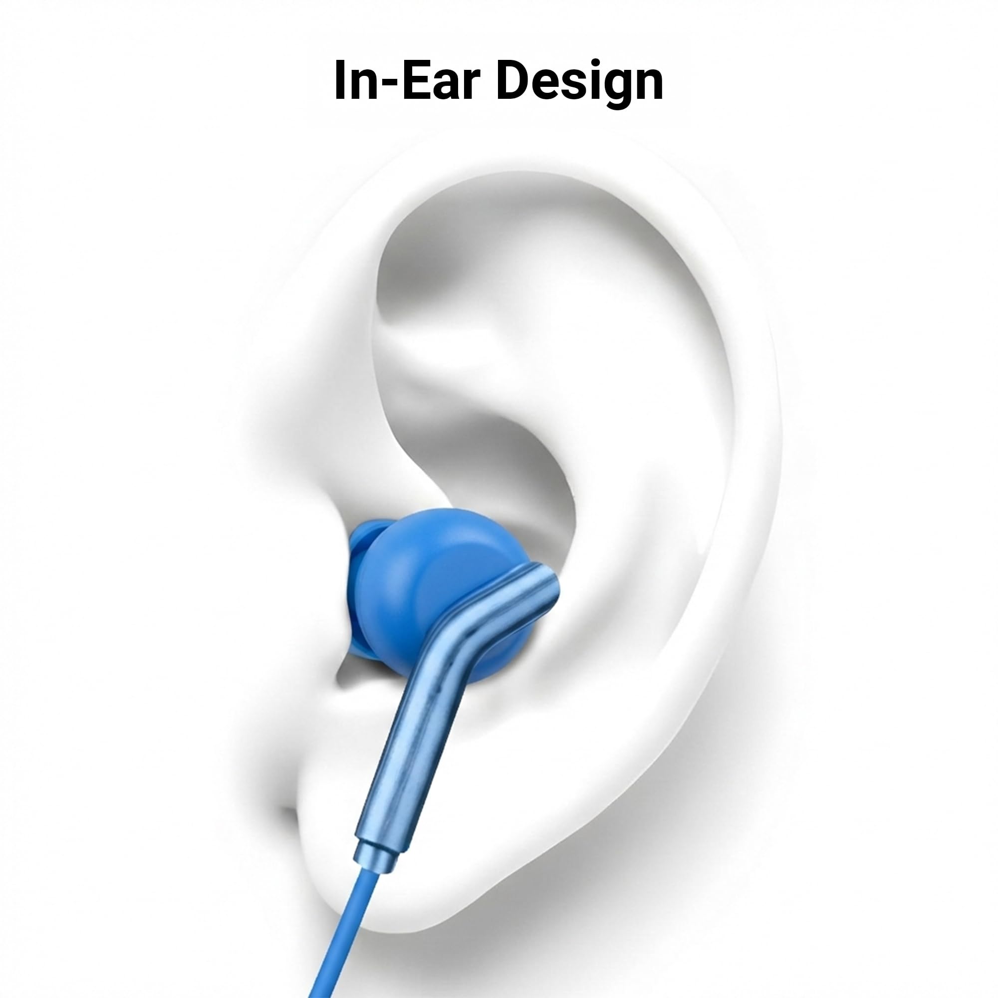 Zebronics Type-C Wired Earphones, in-Line MIC, Deep Bass, 1.2m Cable, 10mm Neodymium Driver, Light Weight, in-Ear Design, Compatible with Mobile, Tablet, Laptop (Bro C, Blue) — Amazon image 2