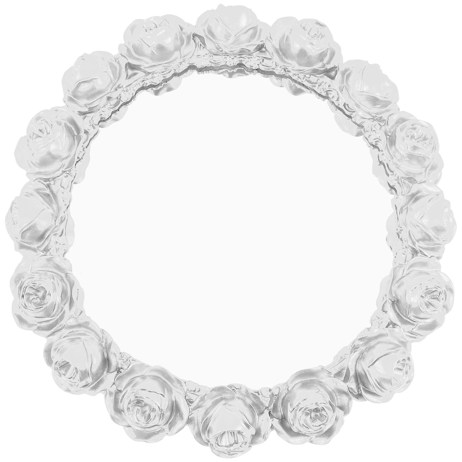 Milisten Vassoio Decorativo Rotondo Piccolo in Resina Bianco per Gioielli e Profumi, Organizer Vintage per Vanità, Porta Anelli e Accessori, Complemento Elegante per Camera da Letto e
