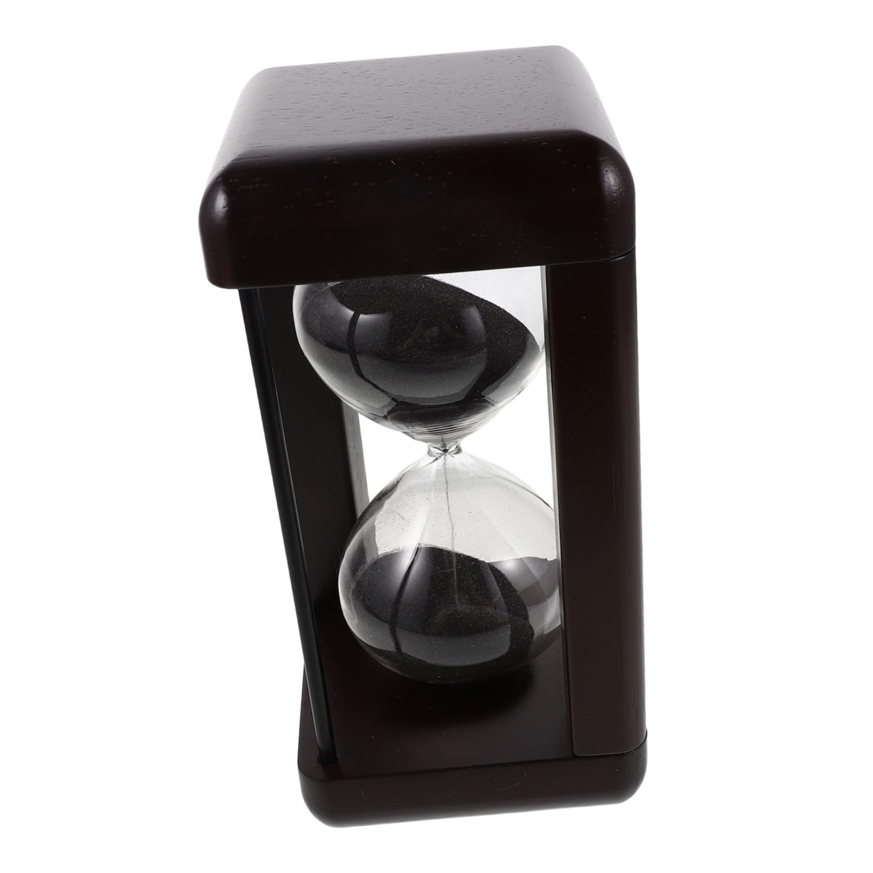 Temporizador de Reloj de Arena Negro de Vidrio y Madera