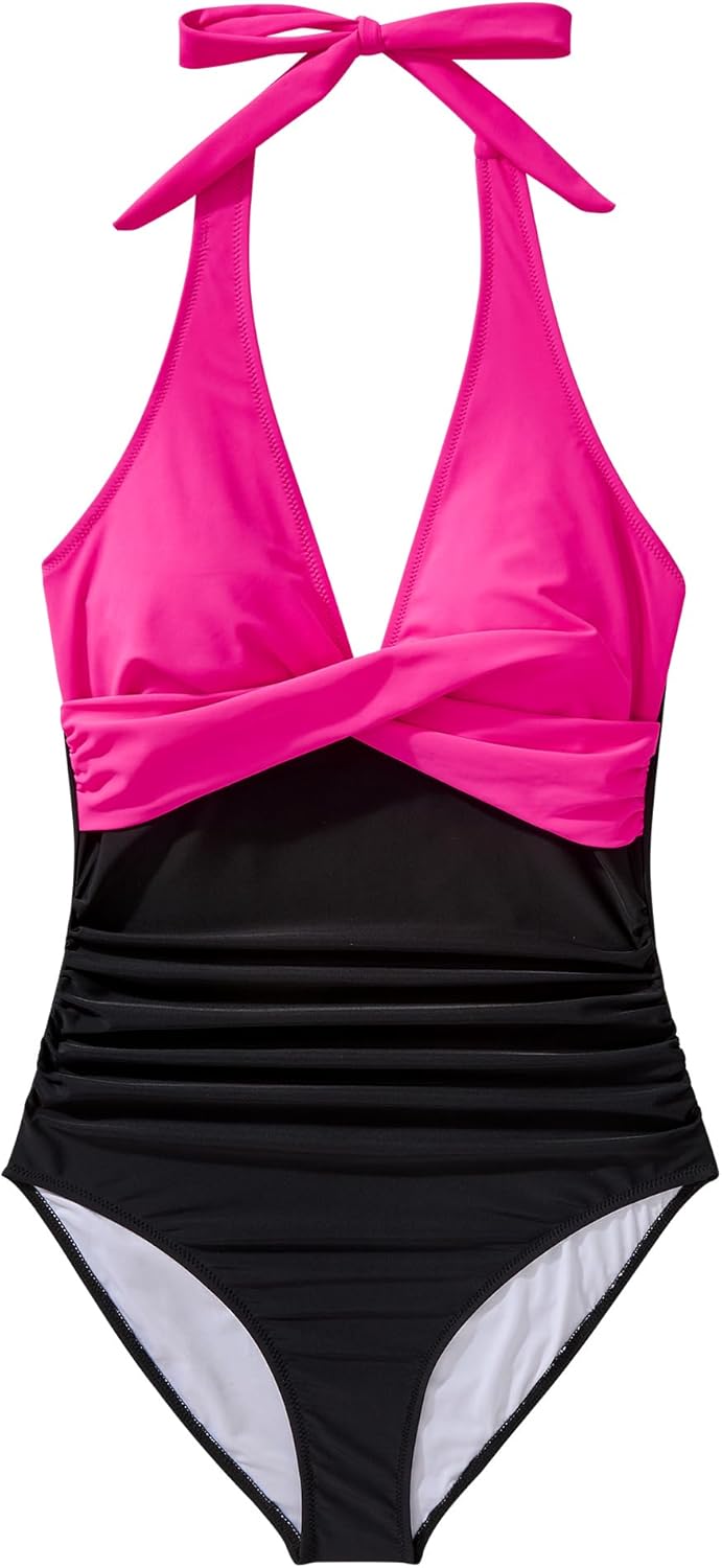 SUUKSESS Women Sexy Tummy Control One Piece Swimsuits Halter Push Up Bathing Suits - Image 4