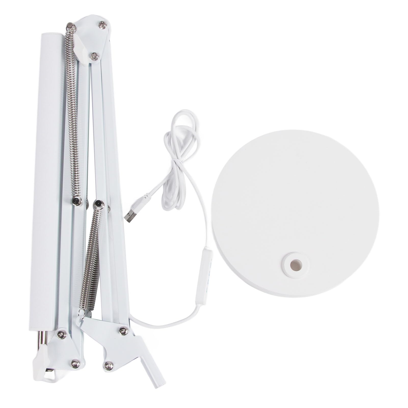 Fyearfly Schreibtischlampe mit Schwenkarm, USB-klappbare, augenschonende LED-Tischlampe mit mehreren Gelenken und rundem Sockel (Weiß)