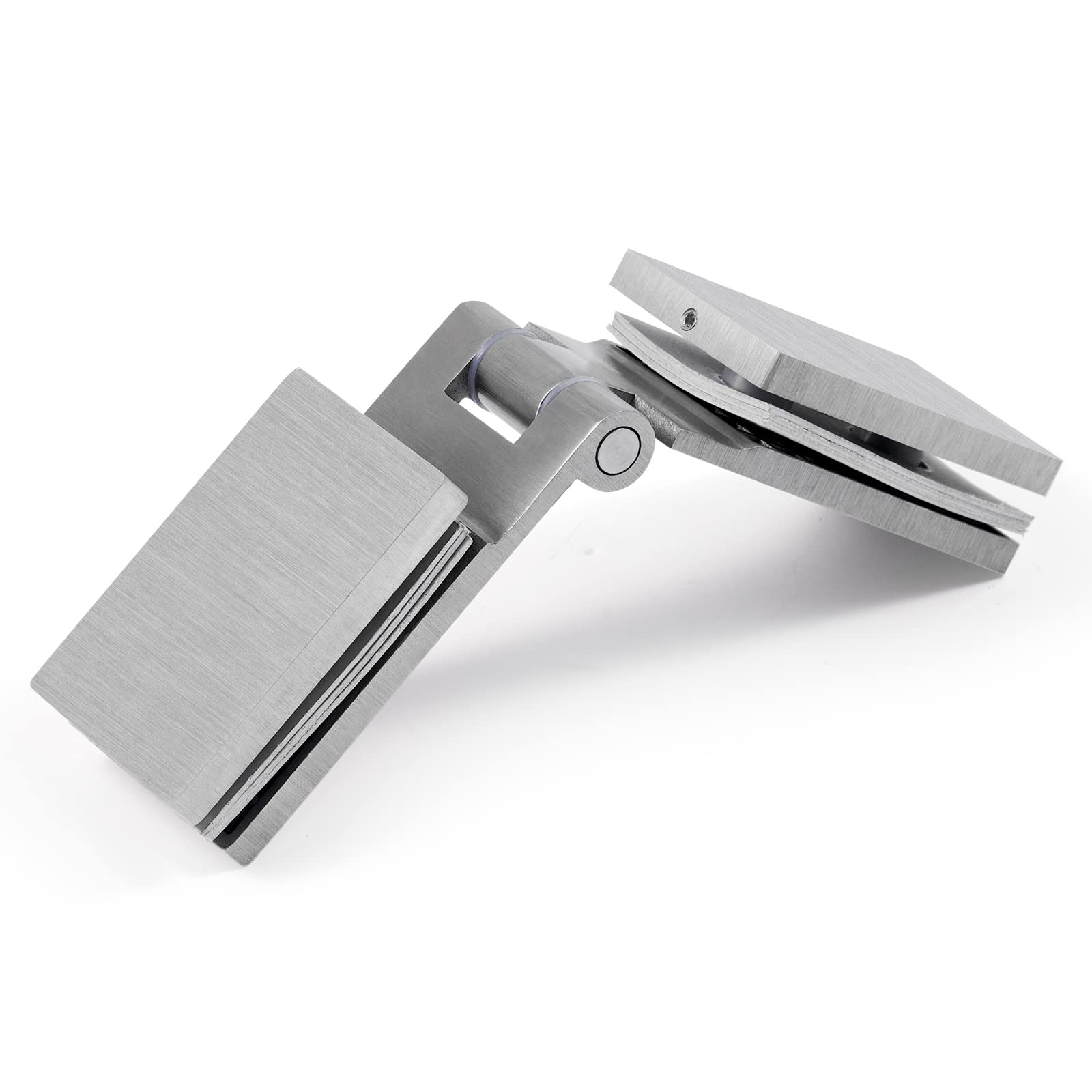 Heavy Duty Shower Glass Door Hinge,Solid One-Piece Precision Cast with 5mm Thick 304 Stainless Steel,for 5/16"-1/2" (8mm-12mm) Thick Frameless Bathroom Doors,Glass to Glass Mount,1 pc,Brushed Nickel