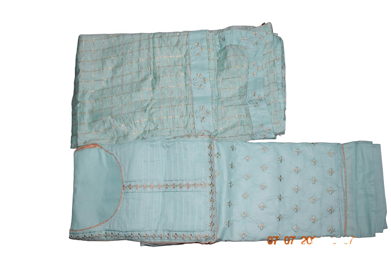 Light Green Cotton mix Salwar Suit Fabric with Delicate Embroidery-picture-56