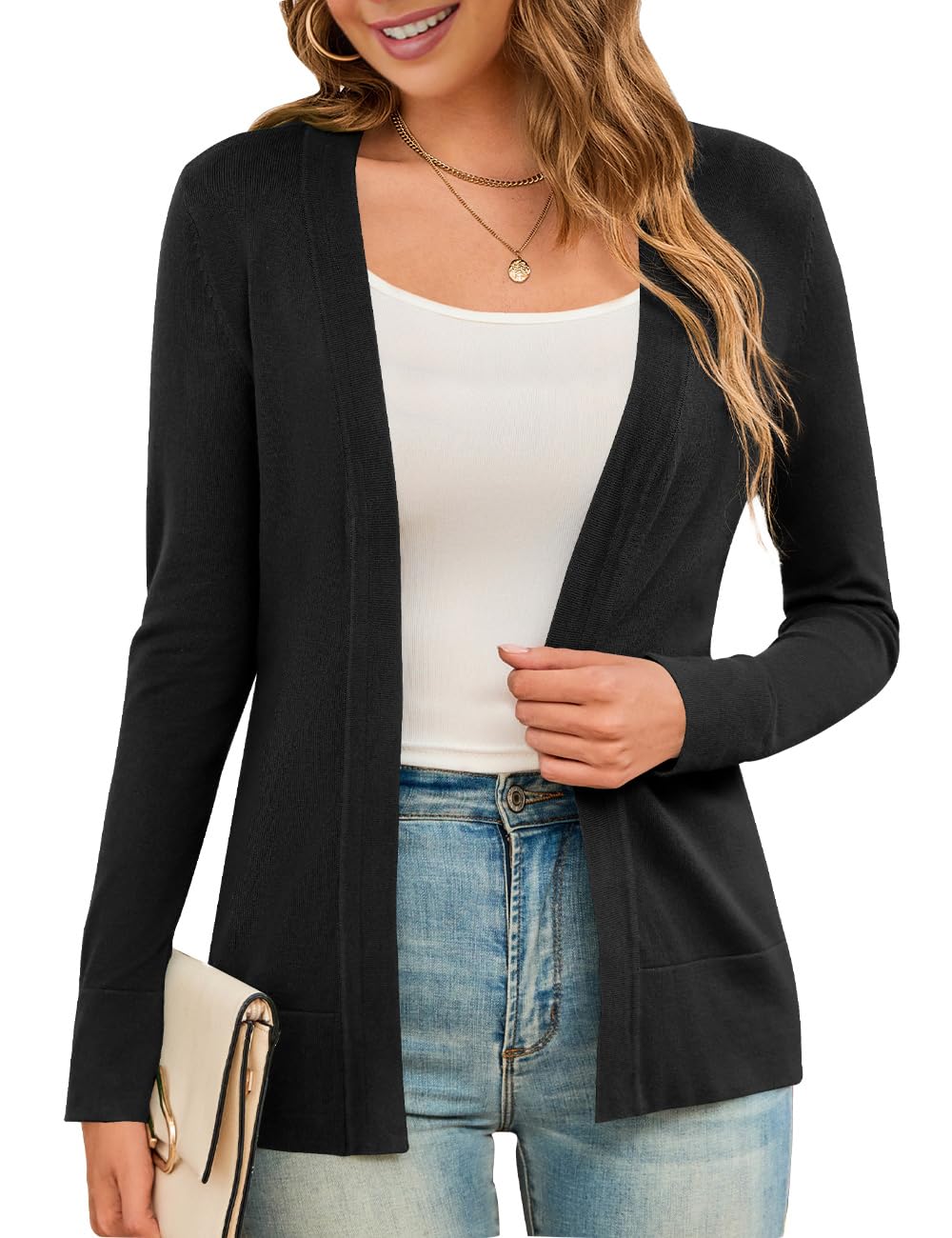 LIENRIDY Womens Cardigans Lightweight Long Sleeve Open Front Sweater Cardigan S-XL