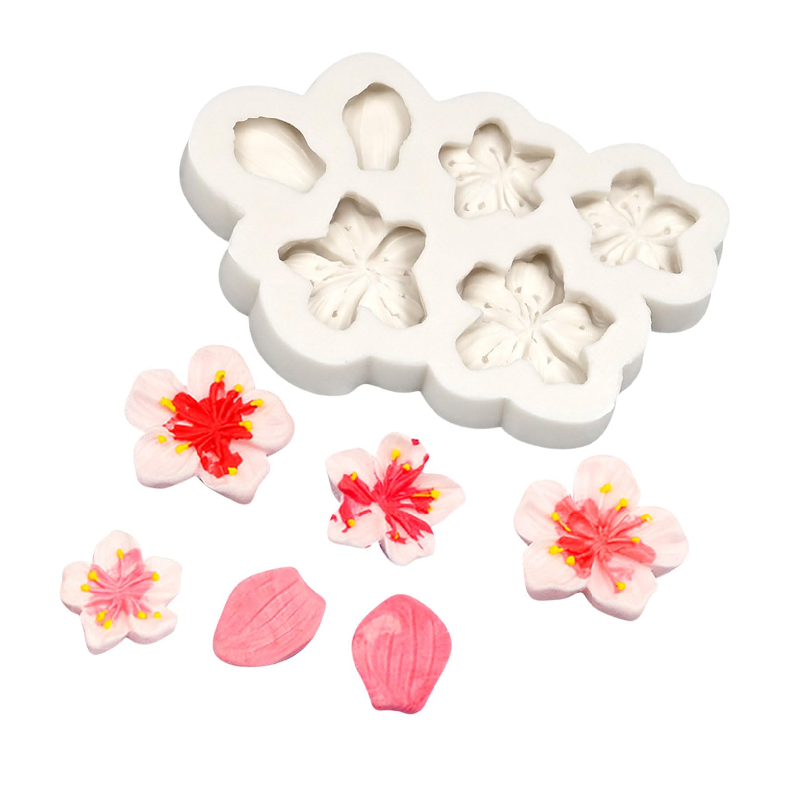 Mekalero Artistic Cake and Dessert Creation Molds Flexible Silicone Set with Plums Blossom Designs for Dessert and Biscuits Cookie