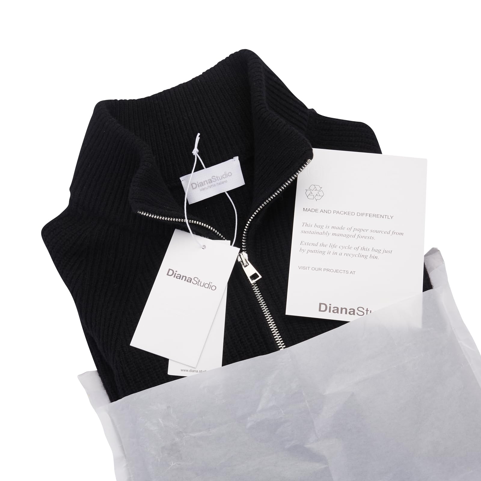 Diana Studio Maglione Mezza Zip in Lana Blend Fatto in Italia Maglione Uomo (Pacco da 1)