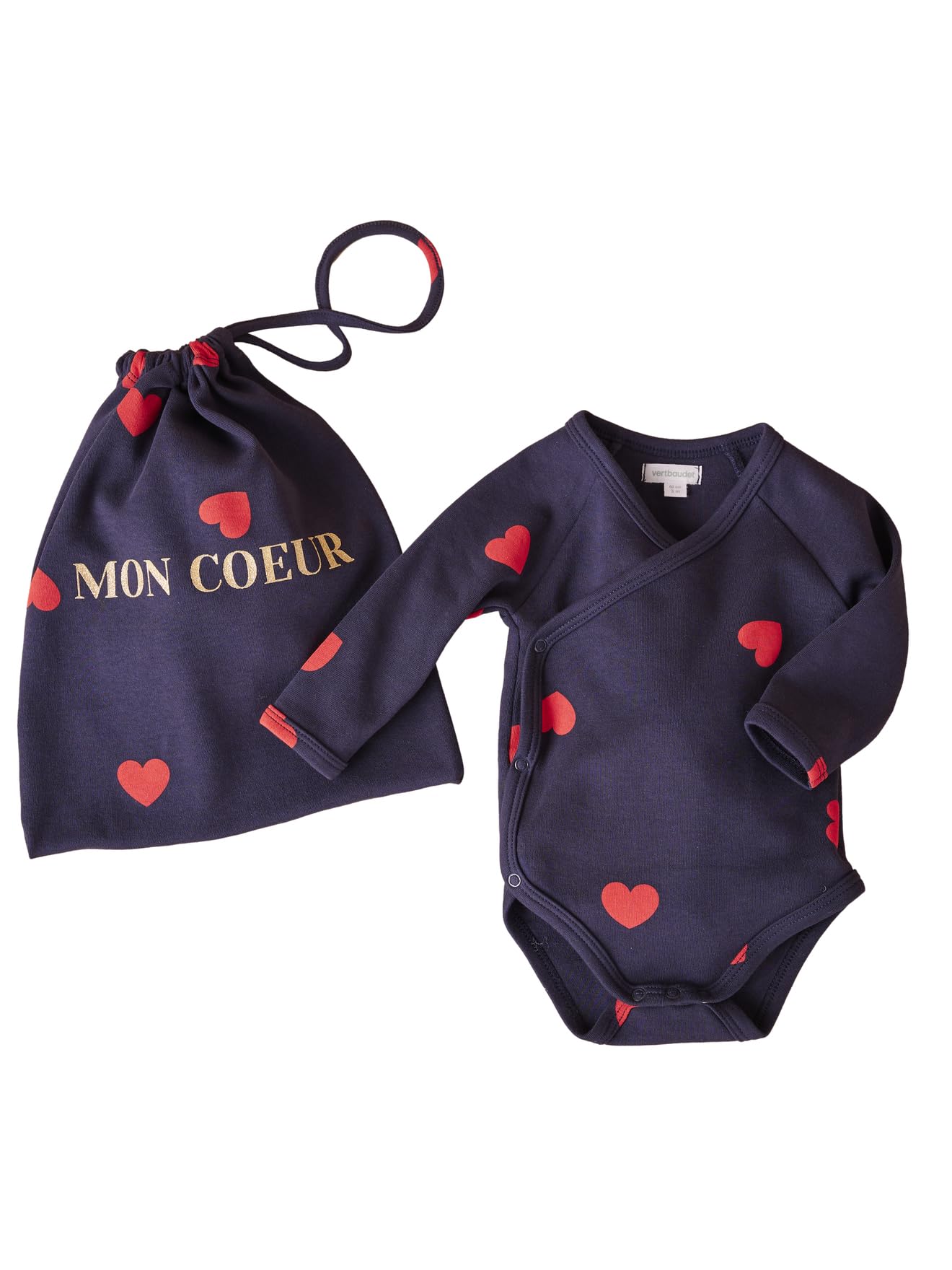 ENVIE DE FRAISE Kit Maternité Mon Coeur Chemise de Nuit Grossesse + Body bébé + pochon