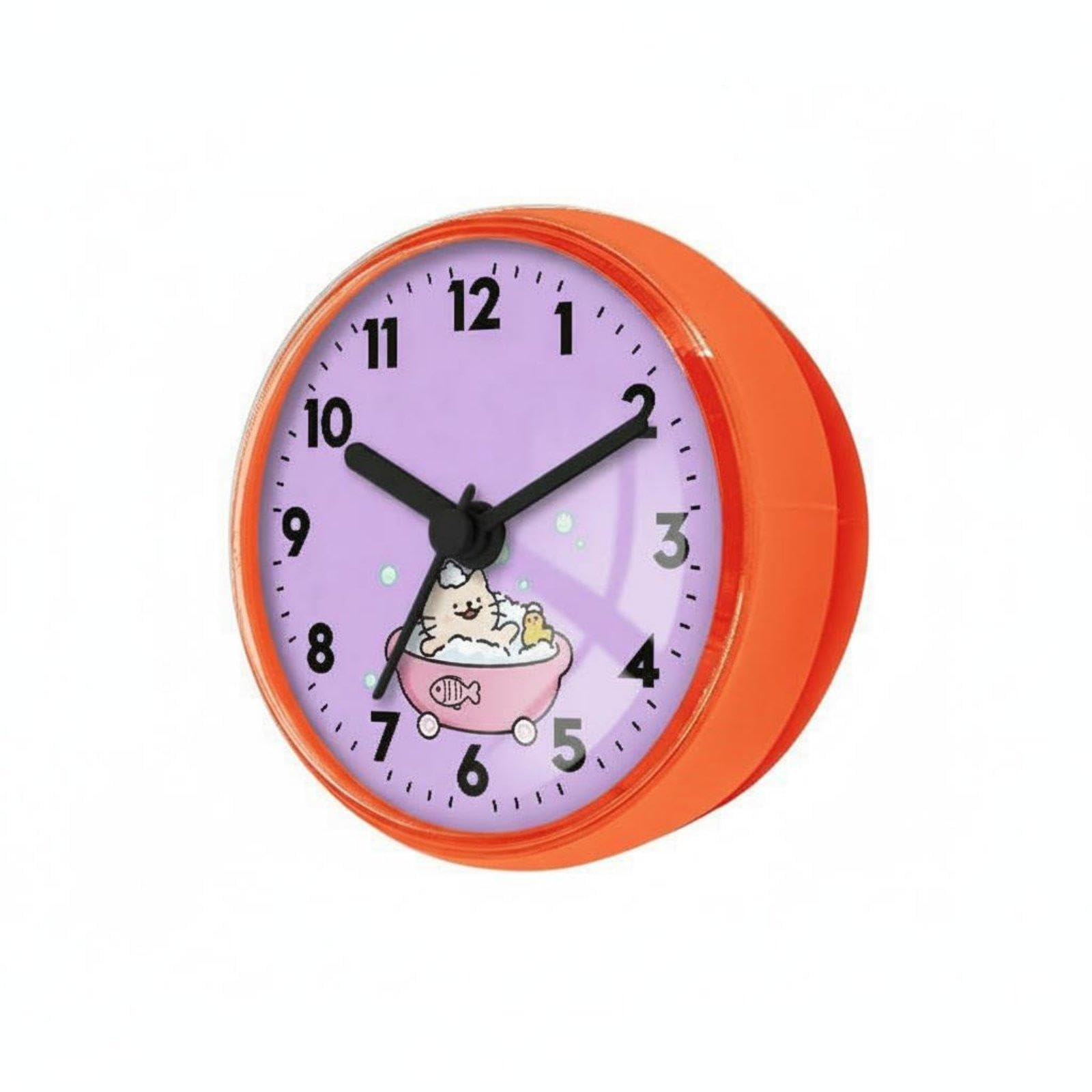 Waterproof Washroom Clock Drill Installation Cartoon Suction Suction Timepiece Fogproof Home Decor for Kids, Kitchen, Refrigerator Orange-image-44