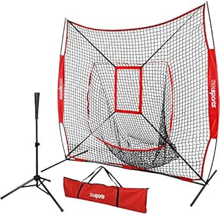 ZENY 7x7 Baseball Softball Practice Hitting Net with Batting Tee Pratice Pitching Batting Fielding with Strike Zone Target and Carrying Bag