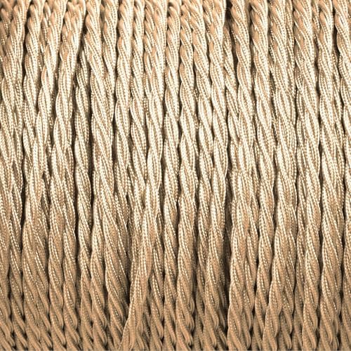 5 Meter Vintage 3 Core Twisted Electric Cable Fabric Covered Wire Italian Braided 0.75 mm Electrical Cable Flexible Wire for Lighting Other Appliances (Light Gold - UK) — image 1