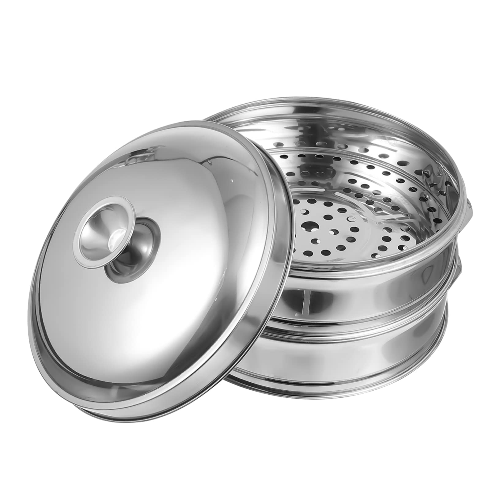 1 Set Stainless Steel Steamer Metal Stackable Steamer Pans Stainless Steel Insert Pans Rice Steamer Food Steamer Basket Infant Suit Steaming Tray Stand Eggs Vegetable Steamer Pot