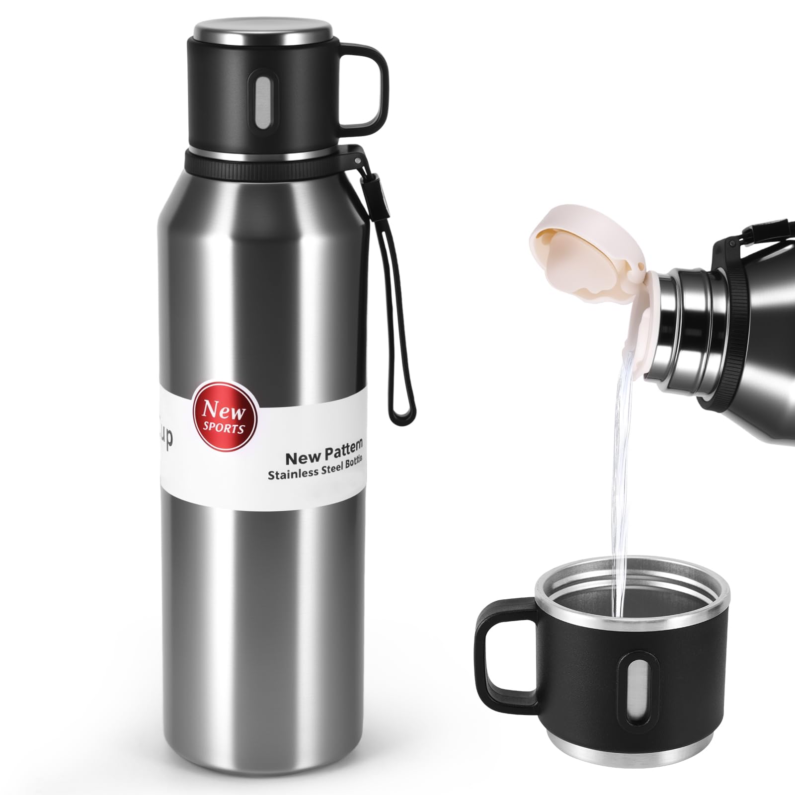 ZONJIE Vacuum Insulated Bottle 1.5L Vacuum Flask for hot Drink Multifunctional Cup Lid Hot Water Flasks Stainless Steel Water Bottle Insulated Double Wall Coffee Flask for Outdoor Home Office