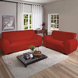 Kit Capa Para Sofa 2 e 3 Lugares Malha Gel Elasticada Ajustavel Coladinha (Vermelho)