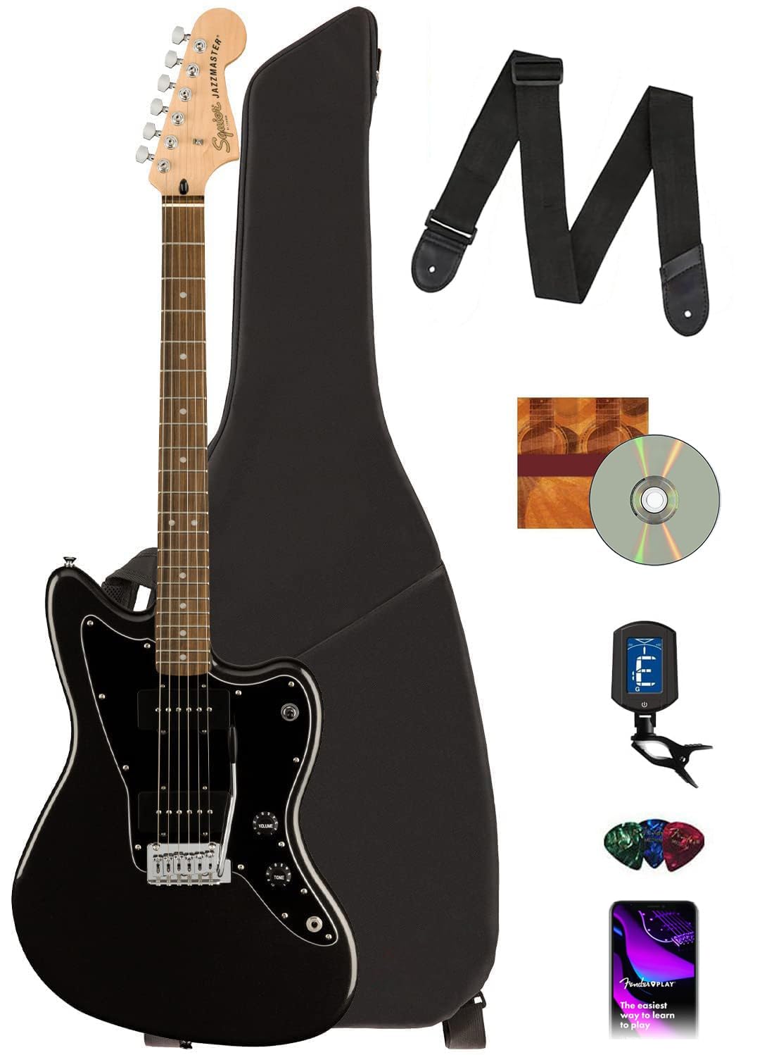 Amazon.com: Fender Squier Affinity Jazzmaster - Metallic Black