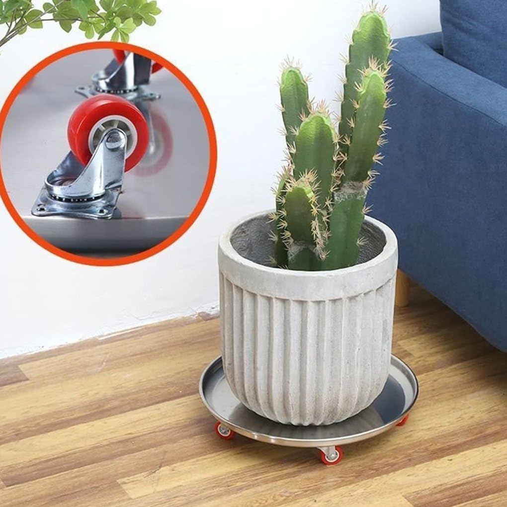 Heavy Du - Carrello portavaso in acciaio inox con ruote bloccabili, capacità di carico 199,6 kg, base girevole, per esterni, per un facile movimento del vaso di fiori, dimensioni 45,7 cm