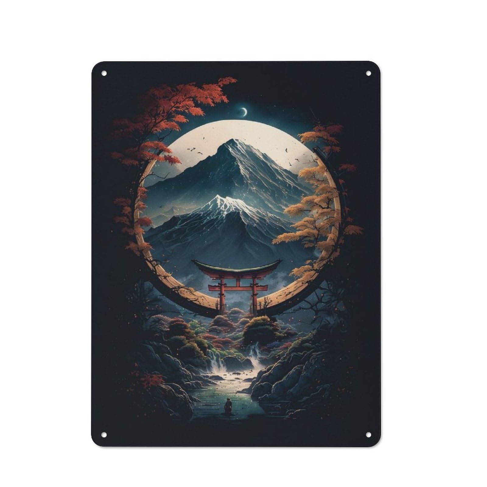 Junmoney Japanese Night 03 Printed Metal Sign 40X30cm For Hobby Room Or Studio, For Creative Interior Collectors