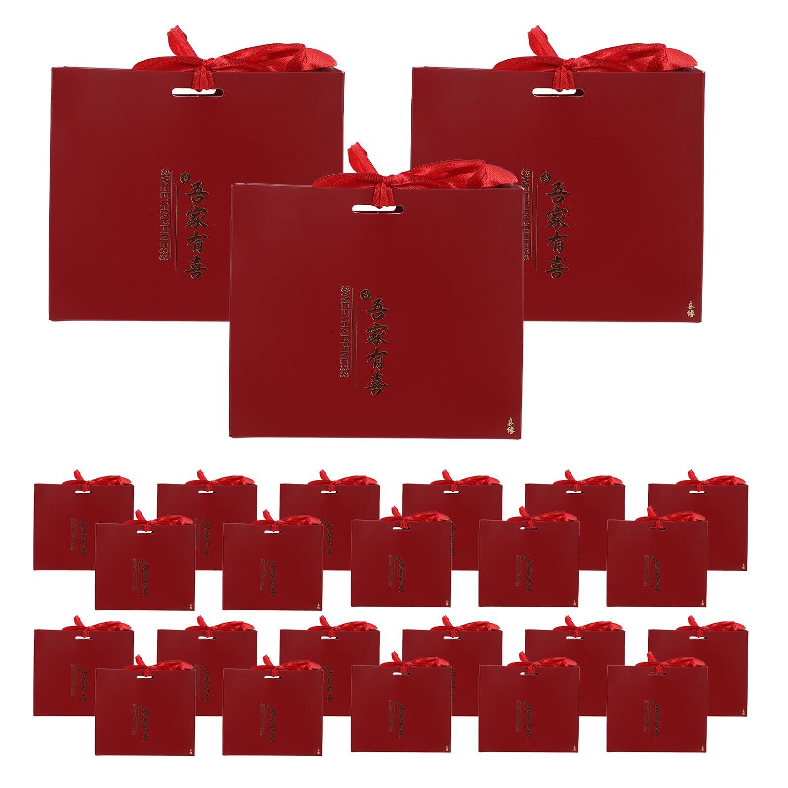 Abaodam 60 Pezzi Scatole Regalo Matrimonio Cinesi con Nastro, Sacchetti di Caramelle per Sposi con Anello Portatile, Confezioni Bomboniere Fai da Te per Ricevimento e Celebrazioni