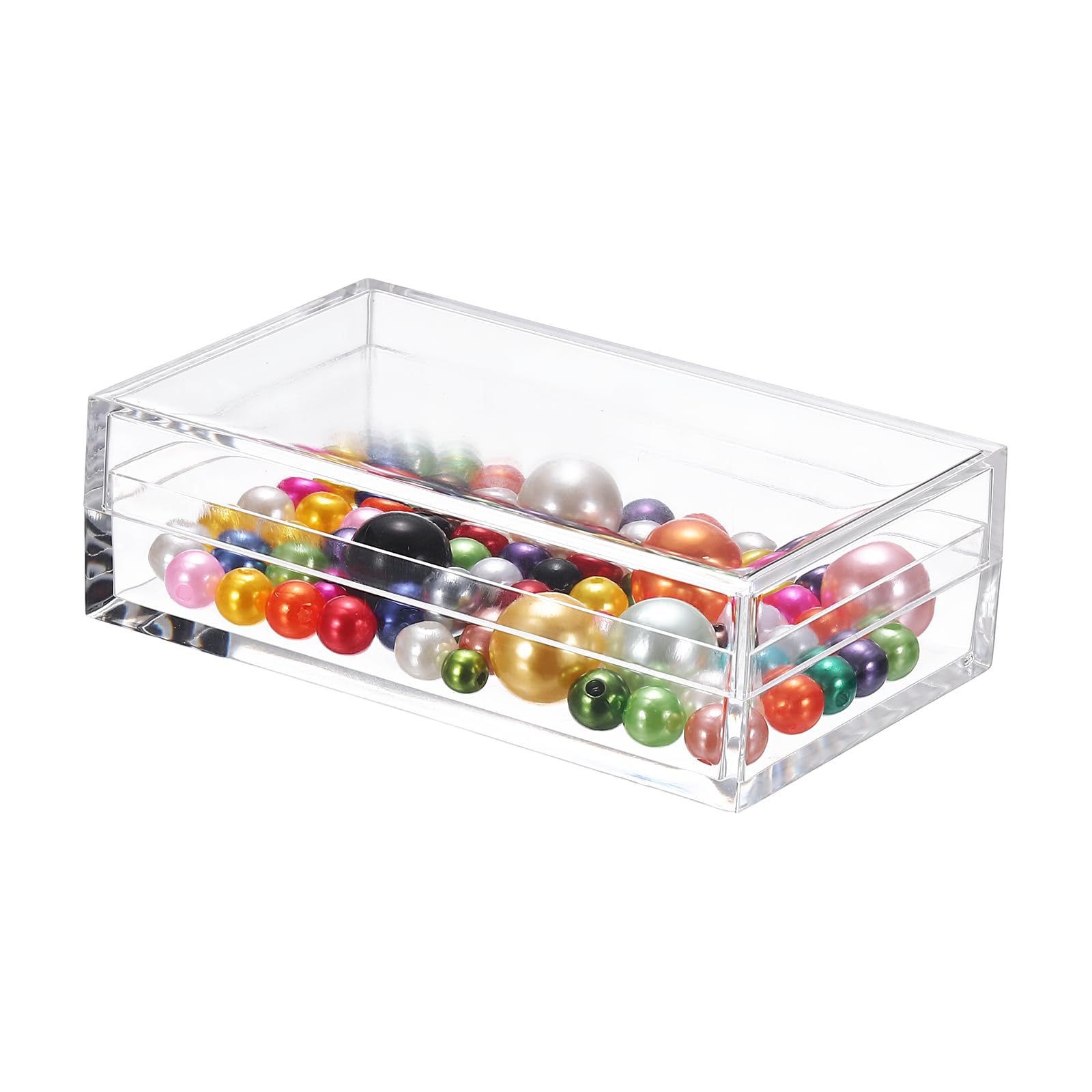 sourcing map 1 Pcs Acrylic Box with Lid, 3.9" x 2.4" x 1.2" Decorative Storage Box Jewelry Display Case for Store Snacks Candies, Wedding Festival Party Gifts, Clear(Rectangle)
