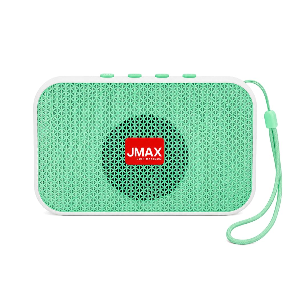 Jmax A71 Portable Bluetooth Speaker | 7W Loud Sound, Deep Bass with XBASS,6Hrs Playtime, TWS Stereo Pairing, 52mm Driver,Carry Strap (Green)-image-4