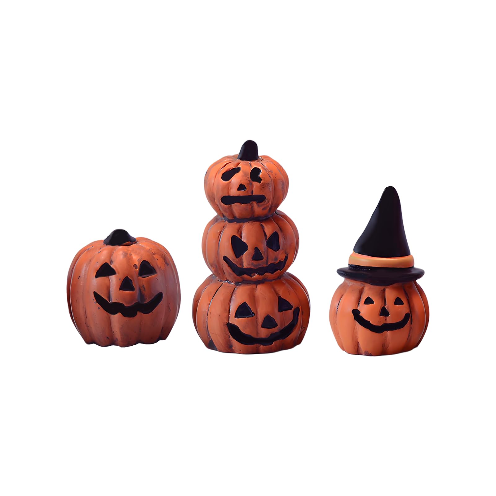 MEISH 3pcs Halloween Fish Tank Accessories Aquarium Pumpkin Model Decors Resin Pumpkin Shape Decorations Scary Miniature Halloween Decorations for Fish Tanks