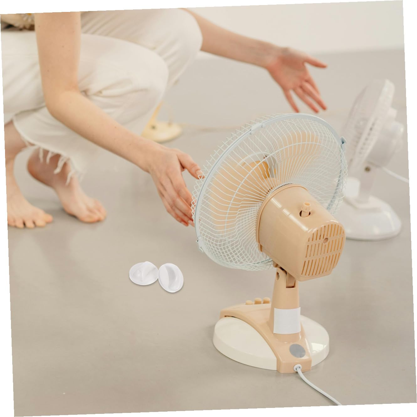 2 Stück Elektrische Ventilator-Timer-Drehknöpfe, Ersatz-Steuerknöpfe für Lüftergeschwindigkeit und Timer-Funktion, weißer ABS-Kunststoff, geeignet für den Heim- und Außenbereich