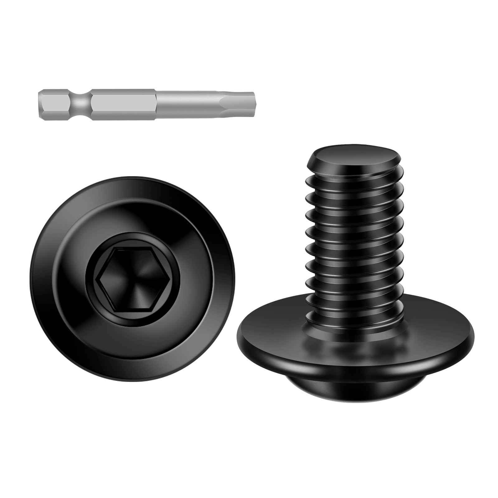 mellewell m6-1.0 x 8mm flanged button head socket cap screw bolts, allen socket drive, stainless steel 304, black finish, quantity 25