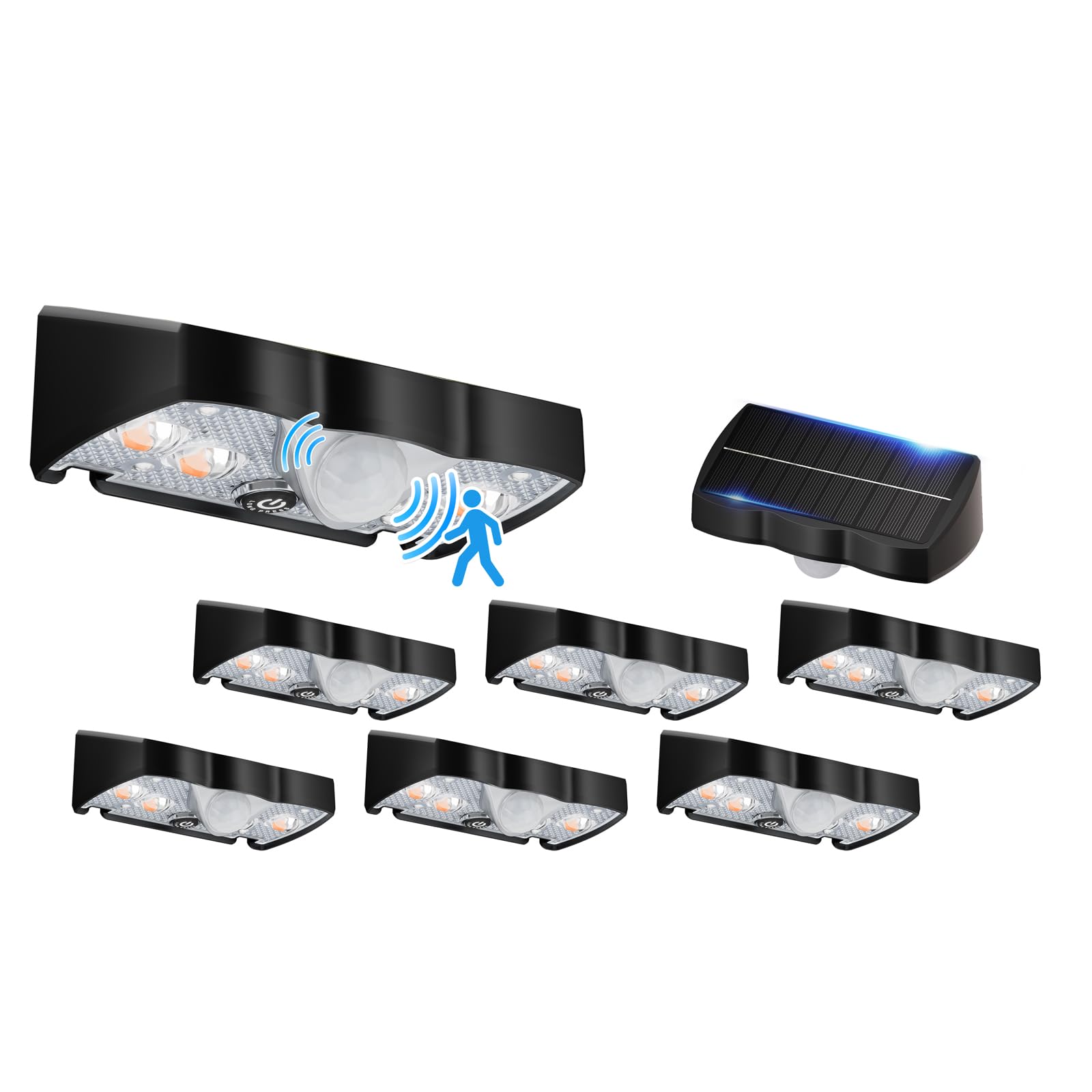 Photo 1 of VOLISUN Fence Lights Solar Powered, Motion Sensor Outdoor Lights, IP65 Waterproof, 3 Modes, Dusk to Dawn, 6000K Cool White Solar Fence Lights for Garden Yard 8 Pack