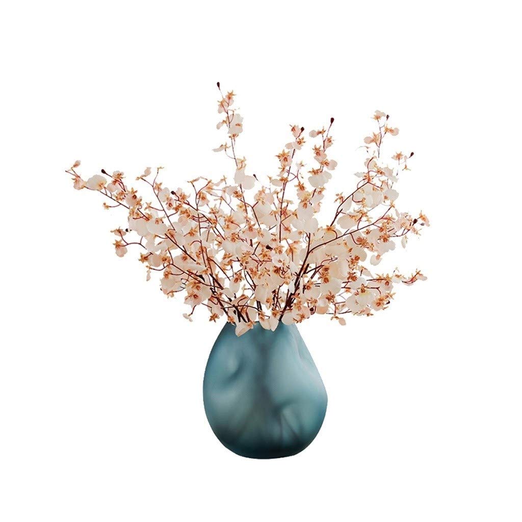 IUokLU Artificial Phalaenopsis Flowers,Fake Orchids Artificial Fake Flowers Artificial Orchid Silk Fake Flowers Faux simulation flower with Vase for Wedding Home