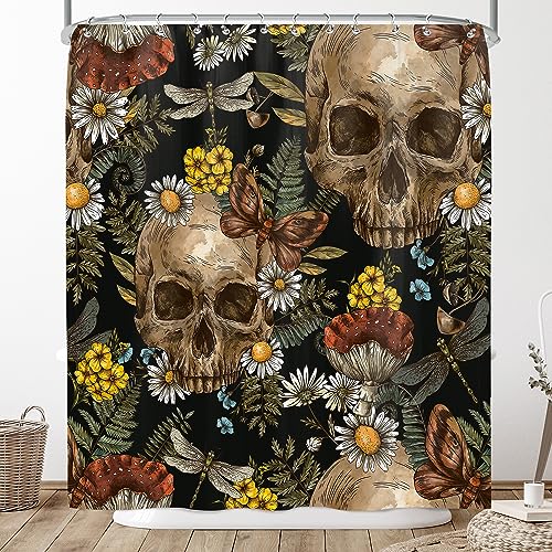 Yorida Sugar Skull Shower Curtain Set for Bathroom 72Wx72L Inch Aesthetic Mushroom Floral Shower Curtain Gothic Halloween Bathroom Decor Goth Skeleton Spooky Vintage Butterfly Daisy Bath Accessories Yorida Sugar Skull Shower Curtain Set for Bathroom 72Wx72L Inch Aesthetic Mushroom Floral Shower Curtain Gothic Halloween Bathroom Decor Goth Skeleton Spooky Vintage Butterfly Daisy Bath Accessories